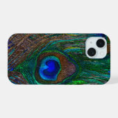 孔雀の羽の背景 レディ・トゥー iPhone 15ケース (裏面横)