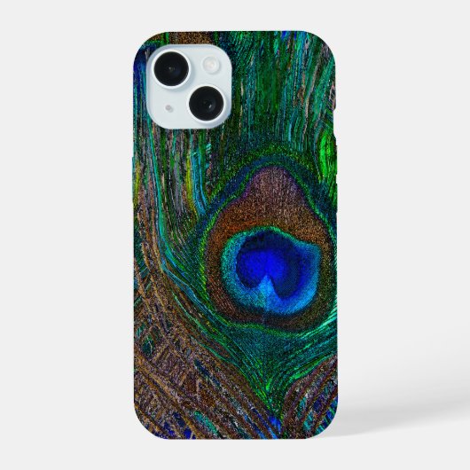 孔雀の羽の背景 レディ・トゥー iPhone 15ケース (裏面)