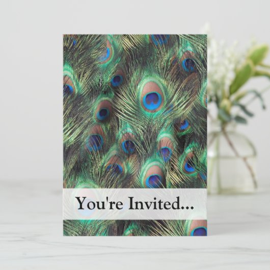孔雀の羽の背景 招待状 (スタンド正面)