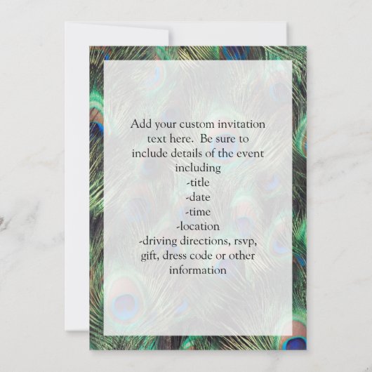 孔雀の羽の背景 招待状 (裏面)