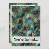孔雀の羽の背景 招待状 (正面/裏面)