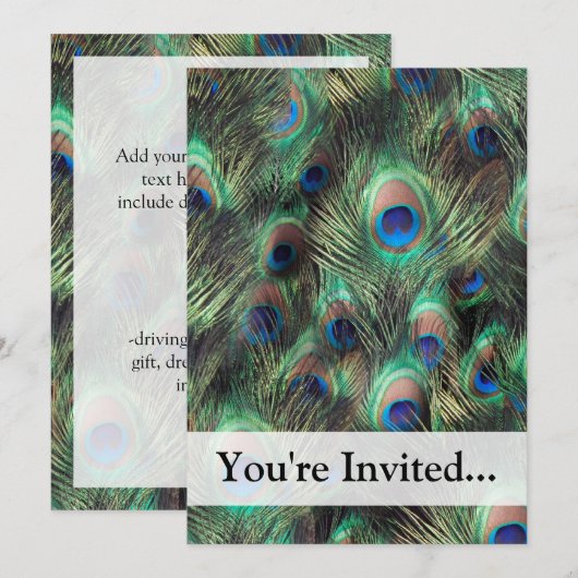 孔雀の羽の背景 招待状 (正面/裏面)