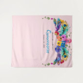 孔雀の羽の花キンセアニラの写真の背景 タペストリー (正面(横))