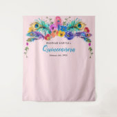 孔雀の羽の花キンセアニラの写真の背景 タペストリー (正面)