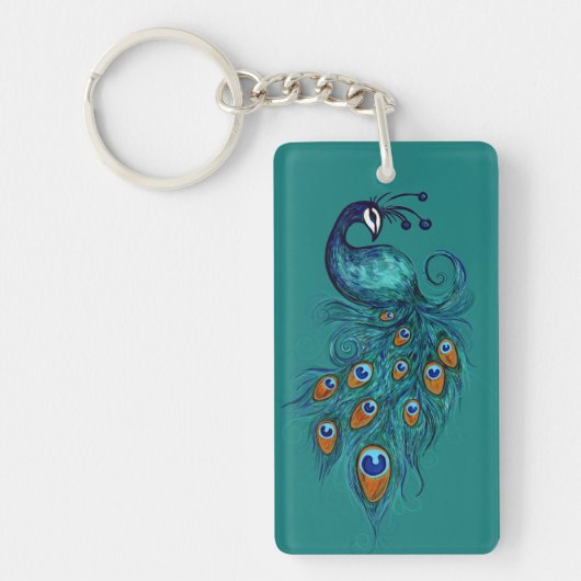 孔雀の羽の芸術 キーホルダー (正面)