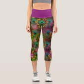 孔雀の羽の蝶のビクトリアン紫エレガント カプリレギンス (正面)