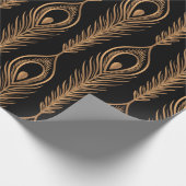 孔雀の羽の豪華なパターンはシームレス。オリエンタル ラッピングペーパー (角)