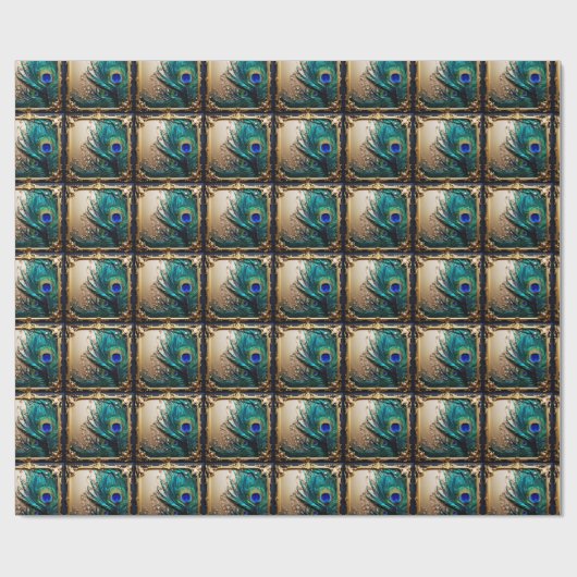 孔雀の羽の豪華な結婚プルームの記念日 ラッピングペーパー (フラット)
