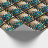 孔雀の羽の豪華な結婚プルームの記念日 ラッピングペーパー (角)