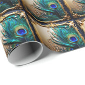孔雀の羽の豪華な結婚プルームの記念日 ラッピングペーパー (ロールコーナー)