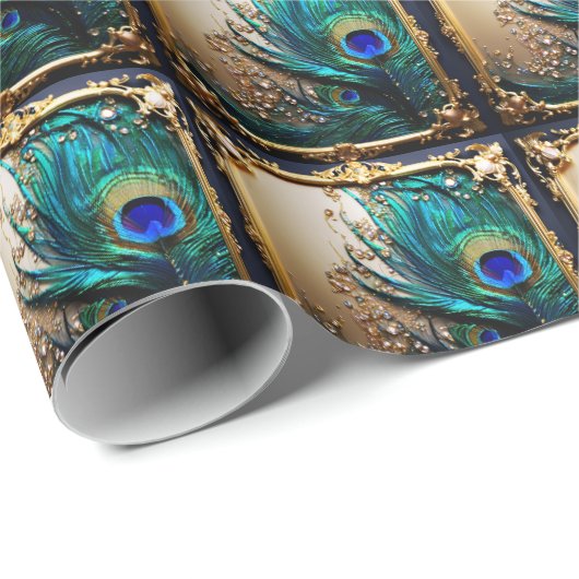 孔雀の羽の豪華な結婚プルームの記念日 ラッピングペーパー (ロールコーナー)