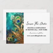 孔雀の羽の豪華な鳥の羽の婚約 セーブザデート (正面/裏面)