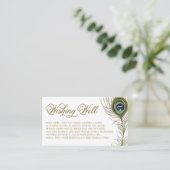 孔雀の羽の赤ちゃんシャワーウィングウェルカード 名刺 (スタンド正面)