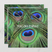 孔雀の羽の赤ちゃんシャワー 招待状 (正面/裏面)