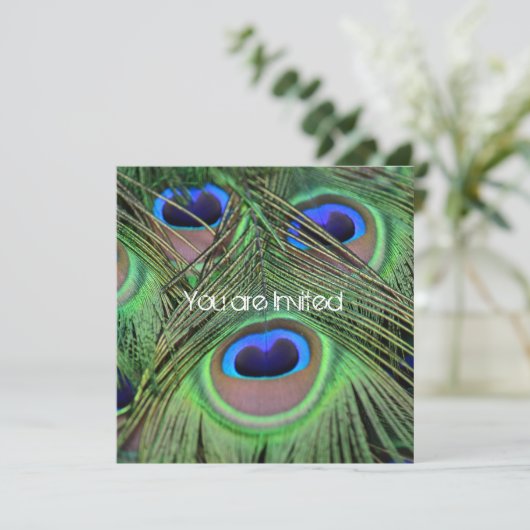 孔雀の羽の赤ちゃんシャワー 招待状 (スタンド正面)