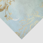 孔雀の羽の金ゴールドと埃っぽい青のデコパージュ 薄葉紙 (詳細)