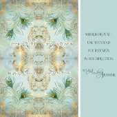 孔雀の羽の金ゴールドと埃っぽい青のデコパージュ 薄葉紙