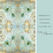 孔雀の羽の金ゴールドと埃っぽい青のデコパージュ 薄葉紙