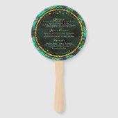 孔雀の羽の金ゴールド結婚のメニュー ハンドファン (裏面)