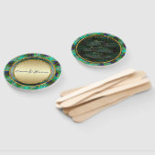 孔雀の羽の金ゴールド結婚のメニュー ハンドファン (組立なし)