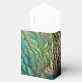 孔雀の羽の青とパーソナライズされた緑 フェイバーボックス (オープン)