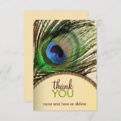 孔雀の羽はノート感謝していしています サンキューカード (正面/裏面)