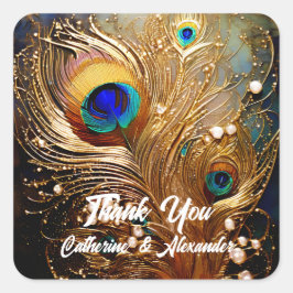 孔雀の羽は豪華な羽エレガント根 スクエアシール