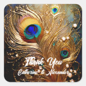 孔雀の羽は豪華な羽エレガント根 スクエアシール (正面)