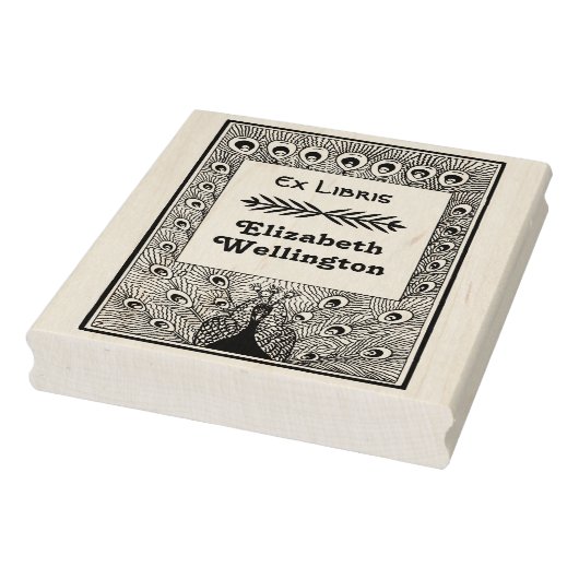 孔雀の羽を広げる #3 エクスリブリス 本 ラバースタンプ (スタンプ)