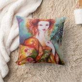 孔雀の羽を持つロマきらめくティックな女性 クッション (ブランケット)