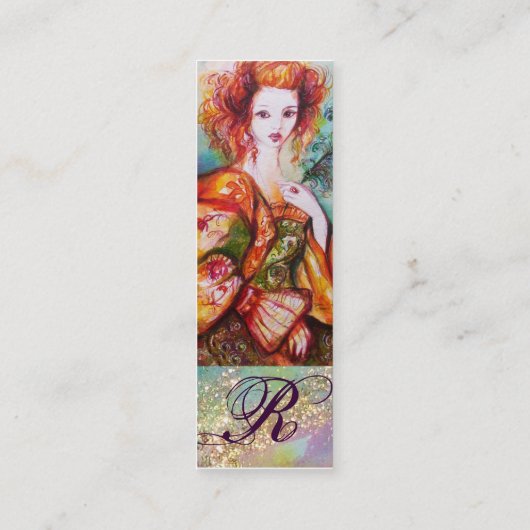 孔雀の羽を持つロマきらめくティックな女性 スキニー名刺 (裏面)