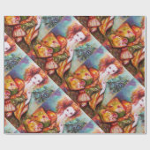 孔雀の羽を持つロマきらめくティックな女性 ラッピングペーパー (フラット)