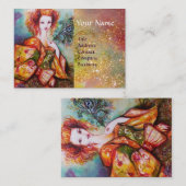 孔雀の羽を持つロマきらめくティックな女性 名刺 (正面/裏面)