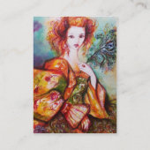 孔雀の羽を持つロマきらめくティックな女性 名刺 (裏面)