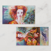 孔雀の羽を持つロマきらめくティックな女性 名刺 (正面/裏面)