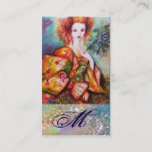 孔雀の羽を持つロマきらめくティックな女性 名刺 (裏面)