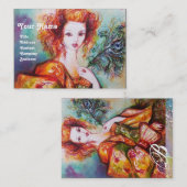 孔雀の羽を持つロマきらめくティックな女性 名刺 (正面/裏面)