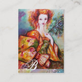 孔雀の羽を持つロマきらめくティックな女性 名刺 (裏面)