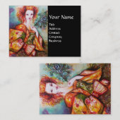 孔雀の羽を持つロマきらめくティックな女性 名刺 (正面/裏面)