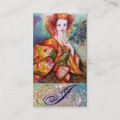 孔雀の羽を持つロマきらめくティックな女性 名刺 (裏面)
