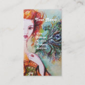 孔雀の羽を持つロマきらめくティックな女性 名刺 (正面)