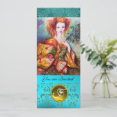 孔雀の羽を持つロマきらめくティックな女性 招待状 (スタンド正面)