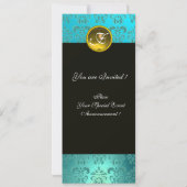 孔雀の羽を持つロマきらめくティックな女性 招待状 (裏面)