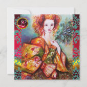 孔雀の羽を持つロマきらめくティックな女性 招待状 (正面)