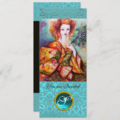 孔雀の羽を持つロマきらめくティックな女性 招待状 (正面/裏面)