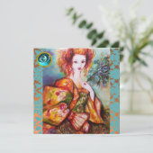 孔雀の羽を持つロマきらめくティックな女性 招待状 (スタンド正面)