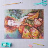 孔雀の羽を持つロマきらめくティックな女性 薄葉紙 (クラフト)