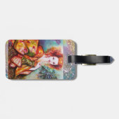 孔雀の羽を持つロマンきらめくチックな女性 ラゲッジタグ (裏面横)