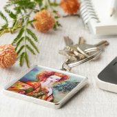 孔雀の羽を持つロマンチックな女性 キーホルダー (側面)