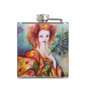 孔雀の羽を持つロマンチックな女性 フラスク (裏面)